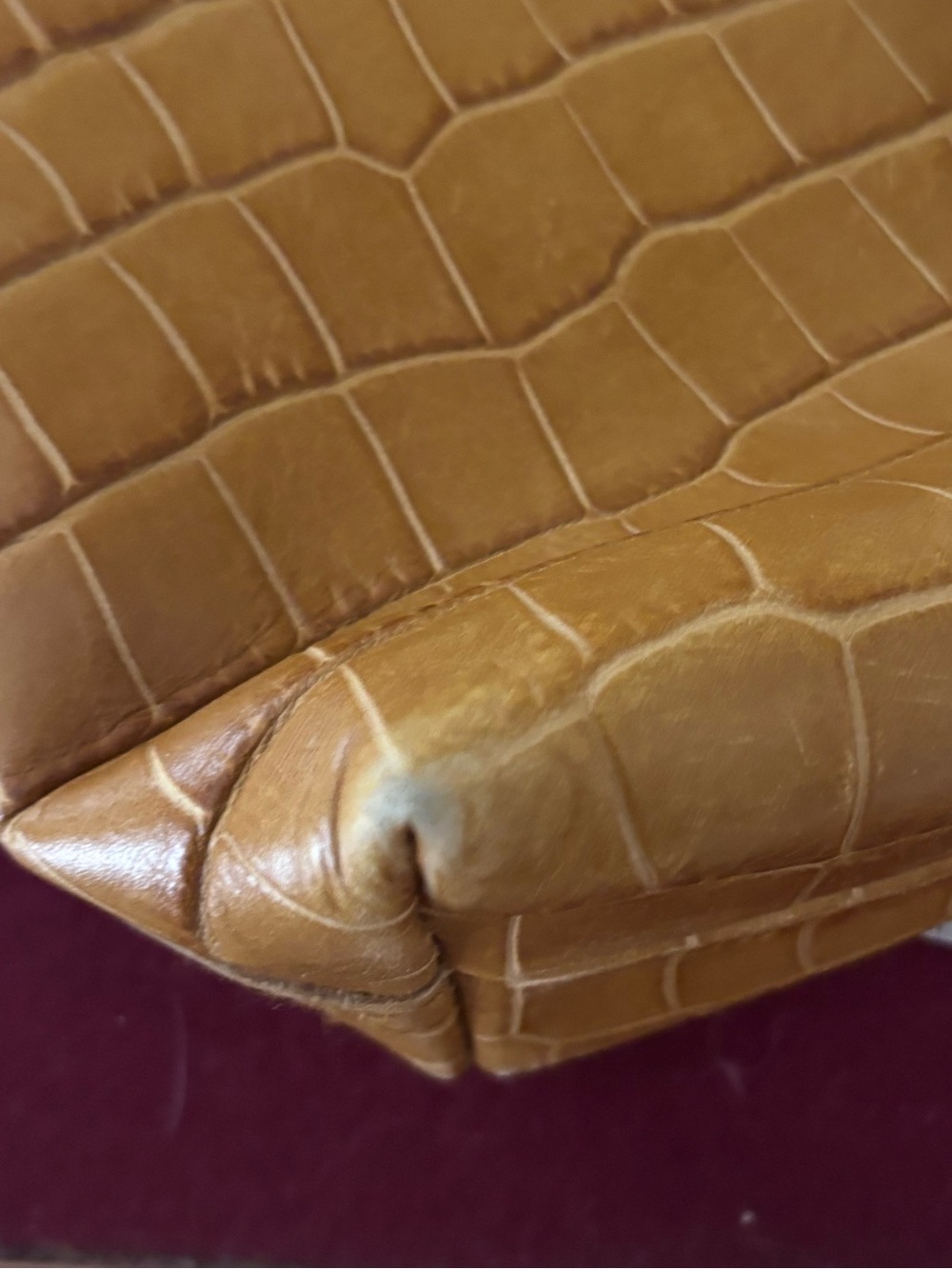 Madewell Zip-Top Small Transport Crossbody: Croc Embossed Leather- golden - Picture 8 of 10